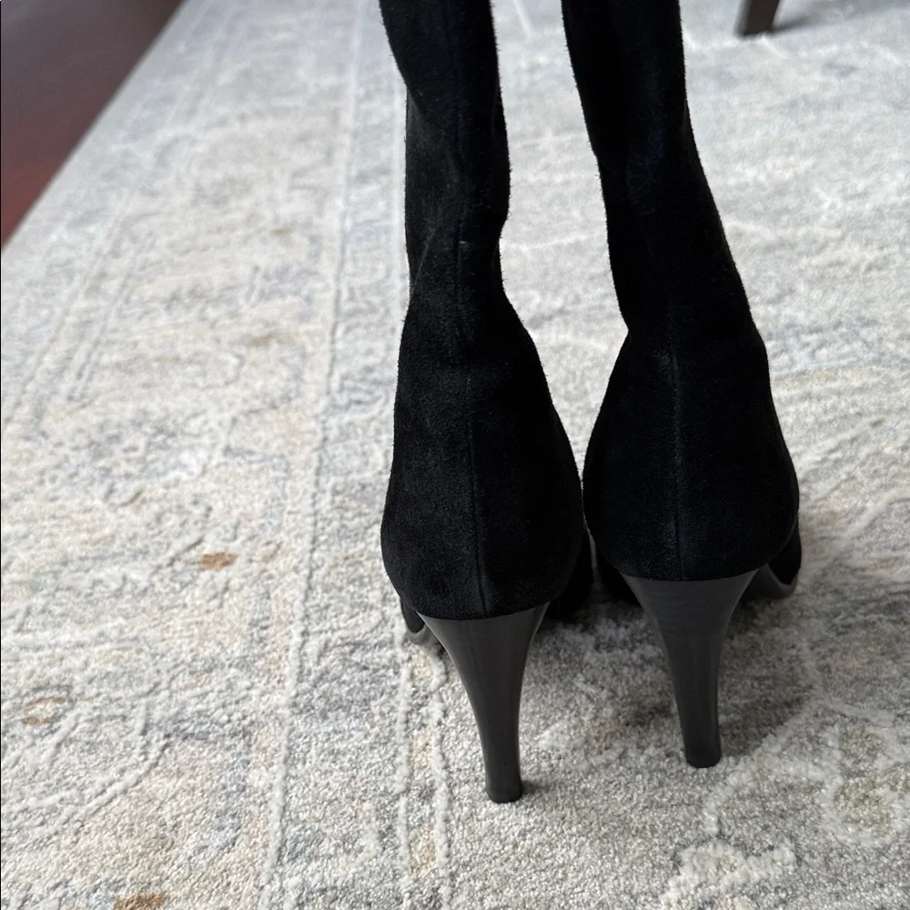 Elegant Suede Black High Boots - Picture 4 of 6